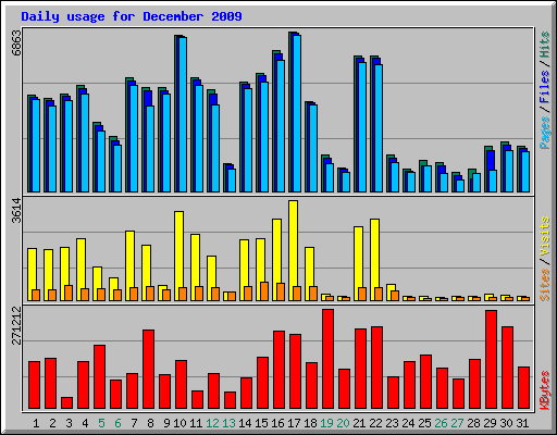 Daily usage for December 2009