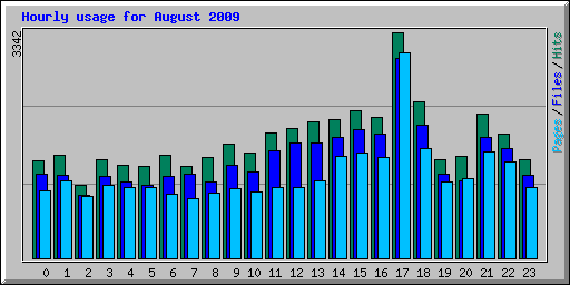 Hourly usage for August 2009